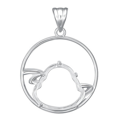 s925纯银佛公吊坠空托DIY吊坠托