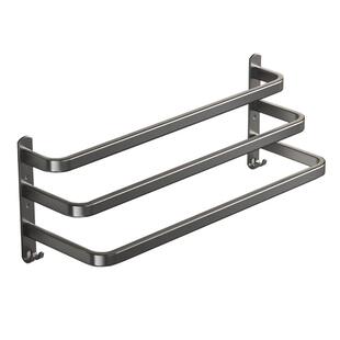 毛巾架卫生间免打孔置物架浴室浴巾凉毛巾杆洗手间挂架枪灰色单杆