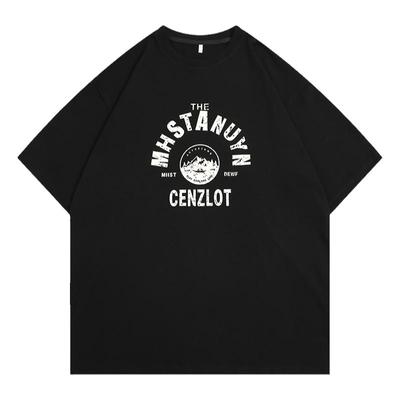 简约百搭字母印花纯棉短袖男夏季