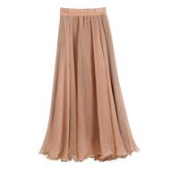 仙女8米沙滩度假金丝拖地长裙