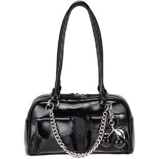 SFSG XLOOKNOW 设计师品牌2025秋冬新款亮面单肩包手提包保龄球包