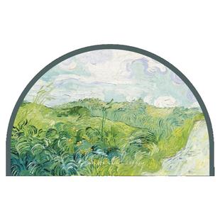 入户门硅藻泥卫生间厨房半圆地垫防滑吸水垫浴室脚垫门口梵高油画