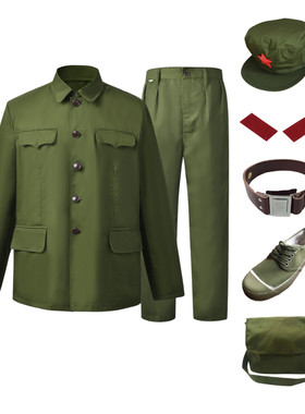 的确良65老式军套装男涤卡老兵怀旧军干服聚会服装六五老款演出服