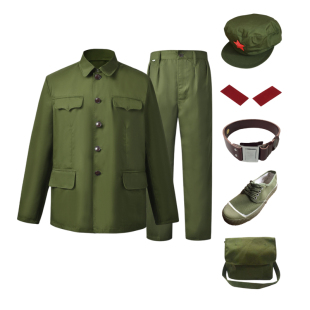 的确良65老式军套装男涤卡老兵怀旧军干服聚会服装六五老款演出服