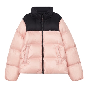 DUVETICA 秋冬户外男女情侣立领拼色中量短款羽绒服夹克