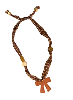 可爱小马蝴蝶结串珠抽拉丝巾