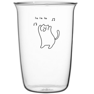 原创简笔画卡通猫耐热玻璃咖啡杯