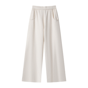 白色醋酸羊毛阔腿裤女秋冬季新款针织卫裤垂感加绒加厚直筒弯刀裤