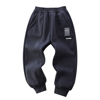 男童华棉一体加北极绒运动长裤冬