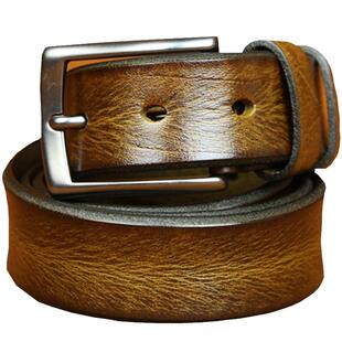 亘古 简约休闲男士纯手工擦色敲纹天然头层牛皮腰带青年真皮皮带