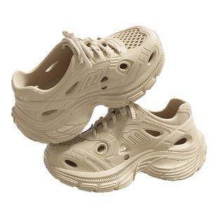 踩屎感洞洞鞋女款夏季厚底外穿增高老爹鞋沙滩防滑防臭eva凉鞋女