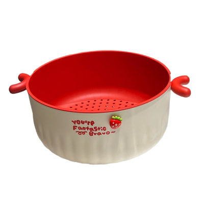 奶油风沥水篮多巴胺果篮圆形双层洗菜篮子厨房加厚蔬菜水果收纳篮