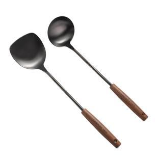 Daeden戴德不锈钢长柄锅铲汤勺家用厨房炒菜铲子舀汤用勺镀钛厨具
