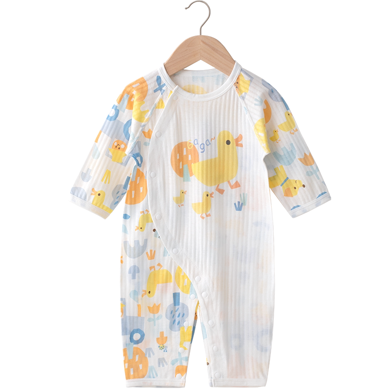 婴蓓依偏开长袖空调服纯棉夏款