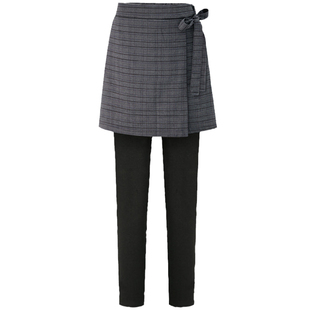 新款春秋假两件打底裤女外穿宽松大码格子裙裤胖mm显瘦高腰长裤潮