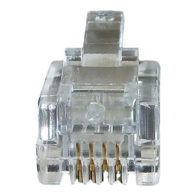 电话水晶头4芯三叉式针片RJ11/12电话线接头6p4c传真机座机连接器