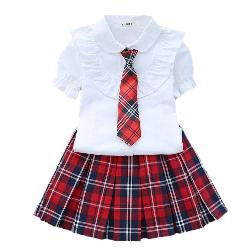儿童夏季女童短袖全棉学生白衬衫