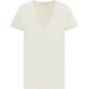 COCOBELLA精致简洁V领白色短袖T恤女夏正肩气质休闲上衣TS7010