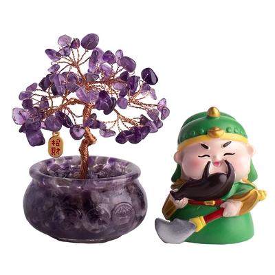 紫水晶聚宝盆招财小元宝车载摆件