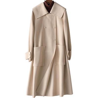 双面羊绒大衣女2021娃娃领斗篷