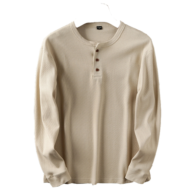 口碑好货华夫格亨利领休闲短袖