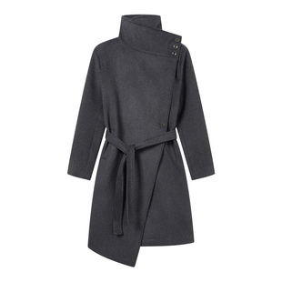EchoForge | 多形态羊毛灰黑多领形精纺垫肩修身大衣中性通勤百搭