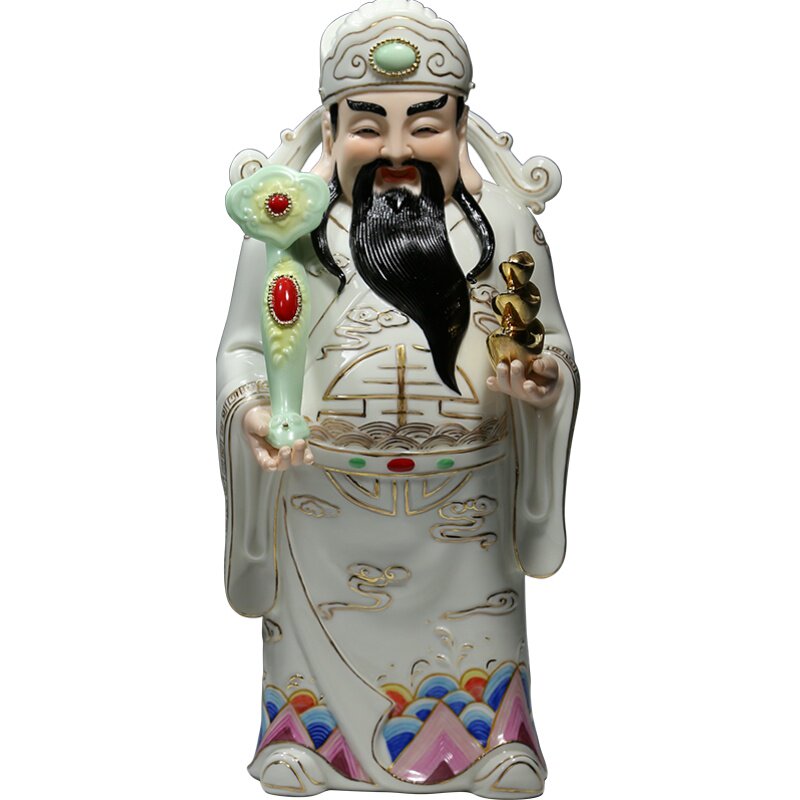 如意元宝供奉陶瓷摆件文财神像