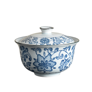 超大号450ml盖碗青花瓷二才碗大容量陶瓷泡碗茶中式复古高档茶具