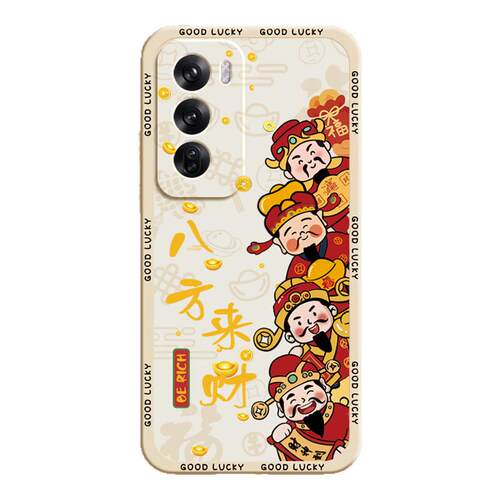 八方来财适用oppoReno12手机壳Reno12Pro新款oppo5G硅胶Rone125G套PJV110财神发财全包防摔男女opp0pp0软外壳