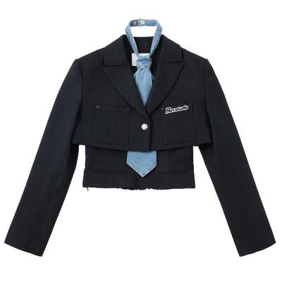 REVAN芮范设计师款甜酷牛仔拼接西装套装RN90101273