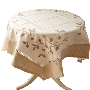 写意素菊~~典雅手绣 刺绣桌布盖巾85*85cm 古朴田园 出口原单