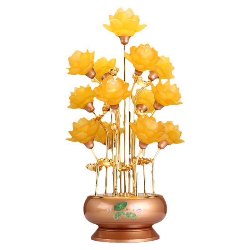 莲花插电盆景琉璃十三品佛供灯