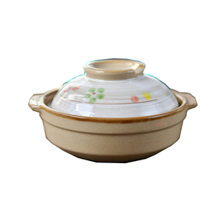 一人食小土锅出口日本手绘陶土砂锅煲仔饭锅煮粥宝宝蒸蛋辅食盖碗