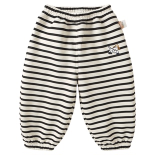 咔咔熊猫宝宝休闲裤子春季男宝条纹长裤春款儿童束脚裤春秋童装潮