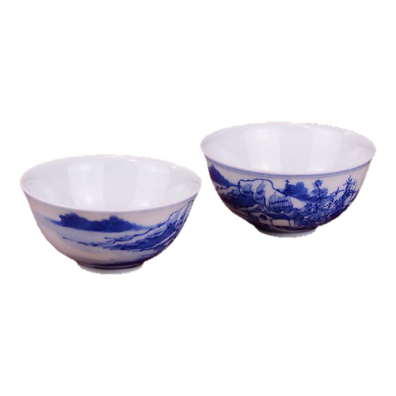 早期作品青花山水京德陶瓷复古