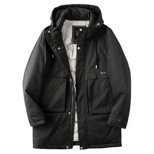 外贸换季断码清仓冬季青年男简约百搭黑色连帽90白鸭绒羽绒服B009