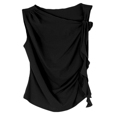 About Passion ·  立体花朵飘带气质无袖上衣设计感纯色无袖背心