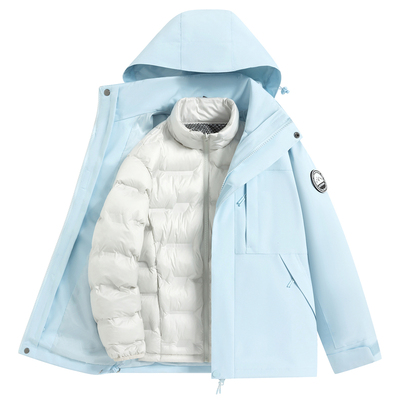 稻草人2025新款冲锋衣女款三合一羽绒内胆可拆卸户外小个子旅游男