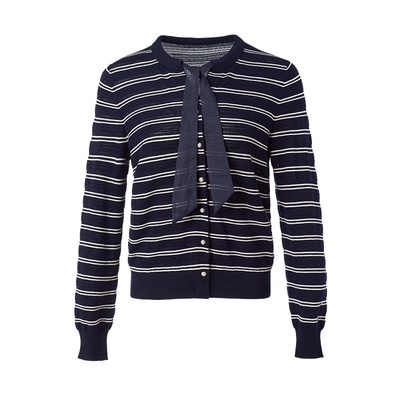 珂思松弛条纹系带针织衫