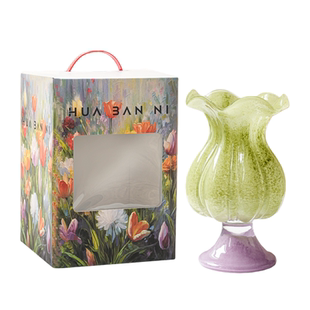 送女朋友乔迁节日礼物芬顿风高脚琉璃花瓶高级感餐桌水养插花摆件