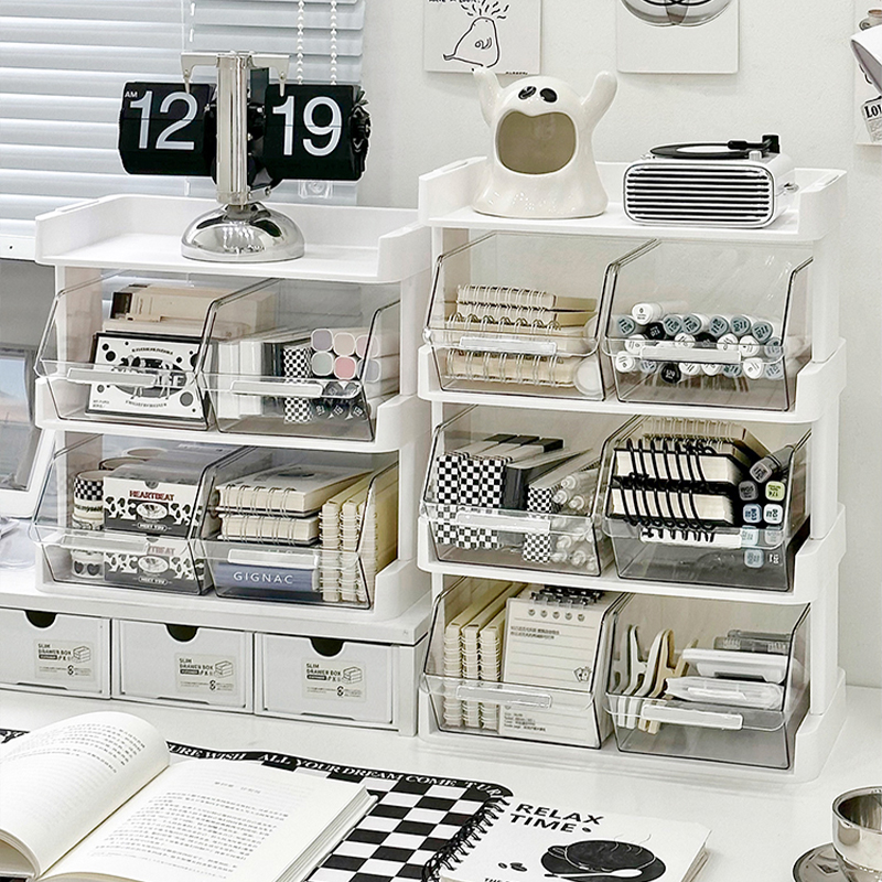 桌面抽屉收纳盒多层学生书桌文具整理置物架办公室杂物亚克力架子