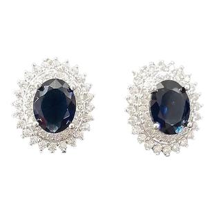 蓝宝石套装戒指项链耳钉三件套坦桑石欧美气质轻奢女吊坠百搭饰品