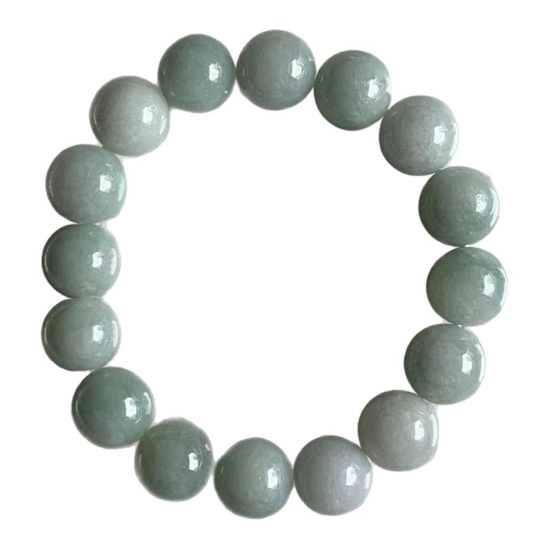 缅甸A货翡翠浅绿色手串12.5mm