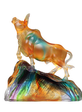 古东东牛气冲天琉璃摆件