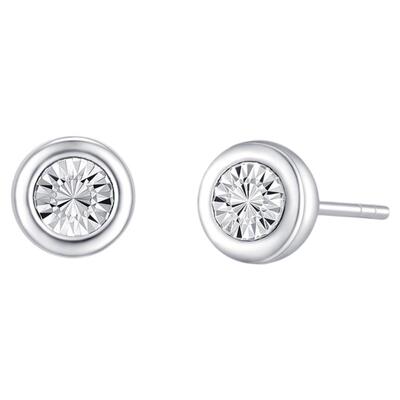 周大生铂金耳钉PT950白金小气泡仿钻车花耳饰成对生日礼物送女友