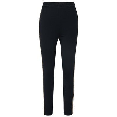 KD黑色烫钻紧身长裤简约