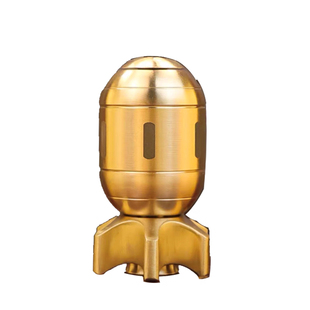 黄铜仿真鱼雷炸弹陀螺解压指尖陀螺火箭铜摆件手把件减压金属转转