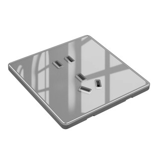 国际电工超薄钢化玻璃一开八孔四孔家用86型墙壁开关插座面板暗装