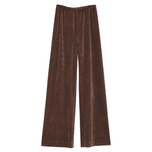 Carolingian極简温暖!细腻垂顺不规则坑条雪尼尔空气裤休闲裤