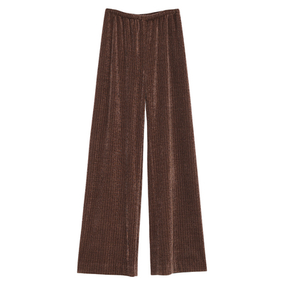 Carolingian極简温暖！细腻垂顺不规则坑条雪尼尔空气裤休闲裤